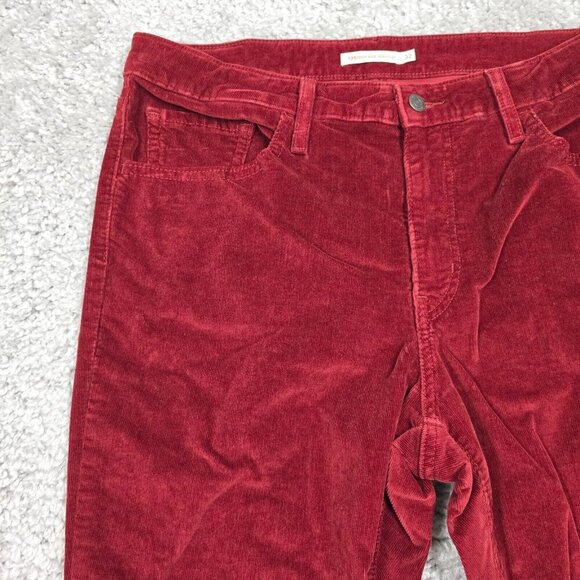 Levis 725 Pants Women 32 Red Corduroy Bootcut High Rise Stretch Cowgirl Western - Picture 3 of 14